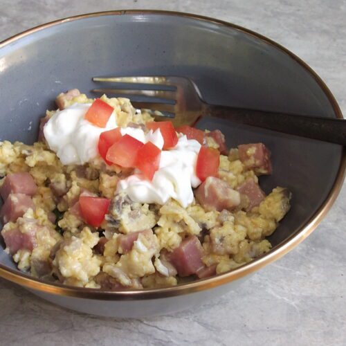 Ham and Mushroom Breakfast Skillet